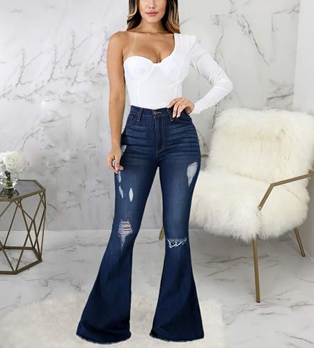 Bell Bottom Jeans for Women Classic Skinny Flared Denim Pants (X